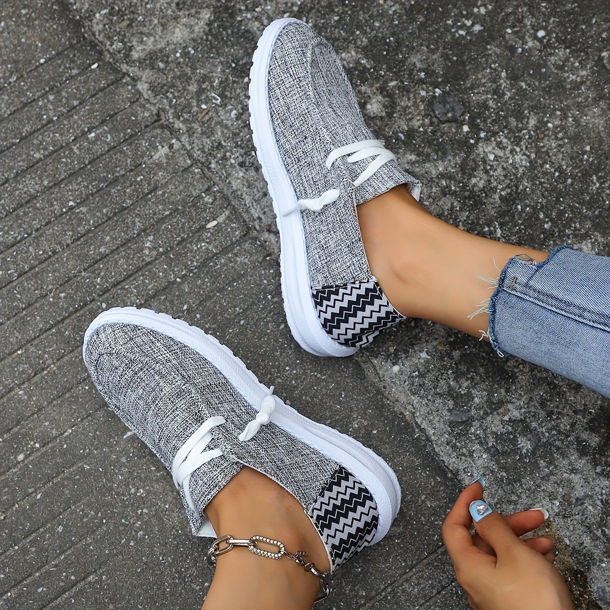 Casual Low Top Canvas Shoes, Lace Up Comfy Sneakers