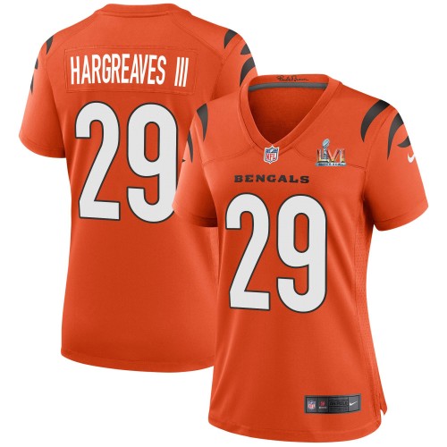 Cincinnati Cincinnati Bengals #29 Vernon Hargreaves III Orange Super Bowl LVI Patch Nike Women's Game Jersey Womens