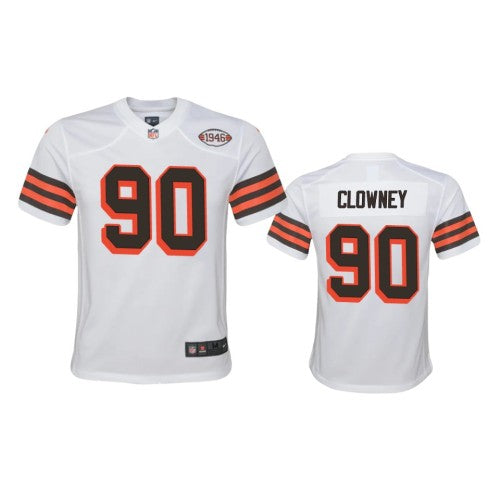 Youth Cleveland Browns #90 Jadeveon Clowney Nike 1946 Collection Alternate Game Limited NFL Jersey - White Youth