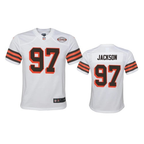 Youth Cleveland Browns #97 Malik Jackson Nike 1946 Collection Alternate Game Limited NFL Jersey - White Youth