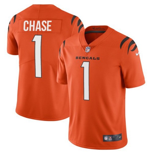 Cincinnati Cincinnati Bengals #1 Ja'Marr Chase Orange Men's Nike Alternate Vapor Limited Jersey Men's