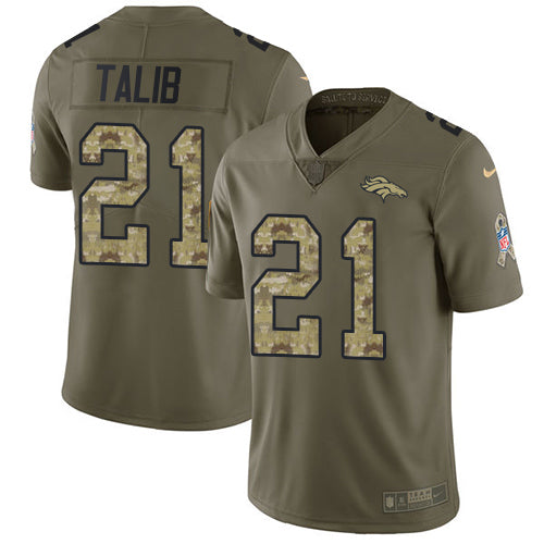 Nike Denver Broncos No21 Aqib Talib Olive/Camo Men's Stitched NFL Limited 2017 Salute To Service Jersey