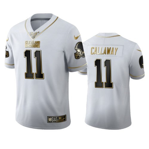 Cleveland Cleveland Browns #11 Antonio Callaway Men's Nike White Golden Edition Vapor Limited NFL 100 Jersey Men's