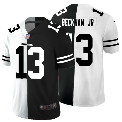 Cleveland Cleveland Browns #13 Odell Beckham Jr. Men's Black V White Peace Split Nike Vapor Untouchable Limited NFL Jersey Men's