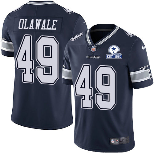 Nike Dallas Cowboys No49 Jamize Olawale Navy Blue Thanksgiving Men's Stitched With Established In 1960 Patch NFL Vapor Untouchable Limited Throwback Jersey